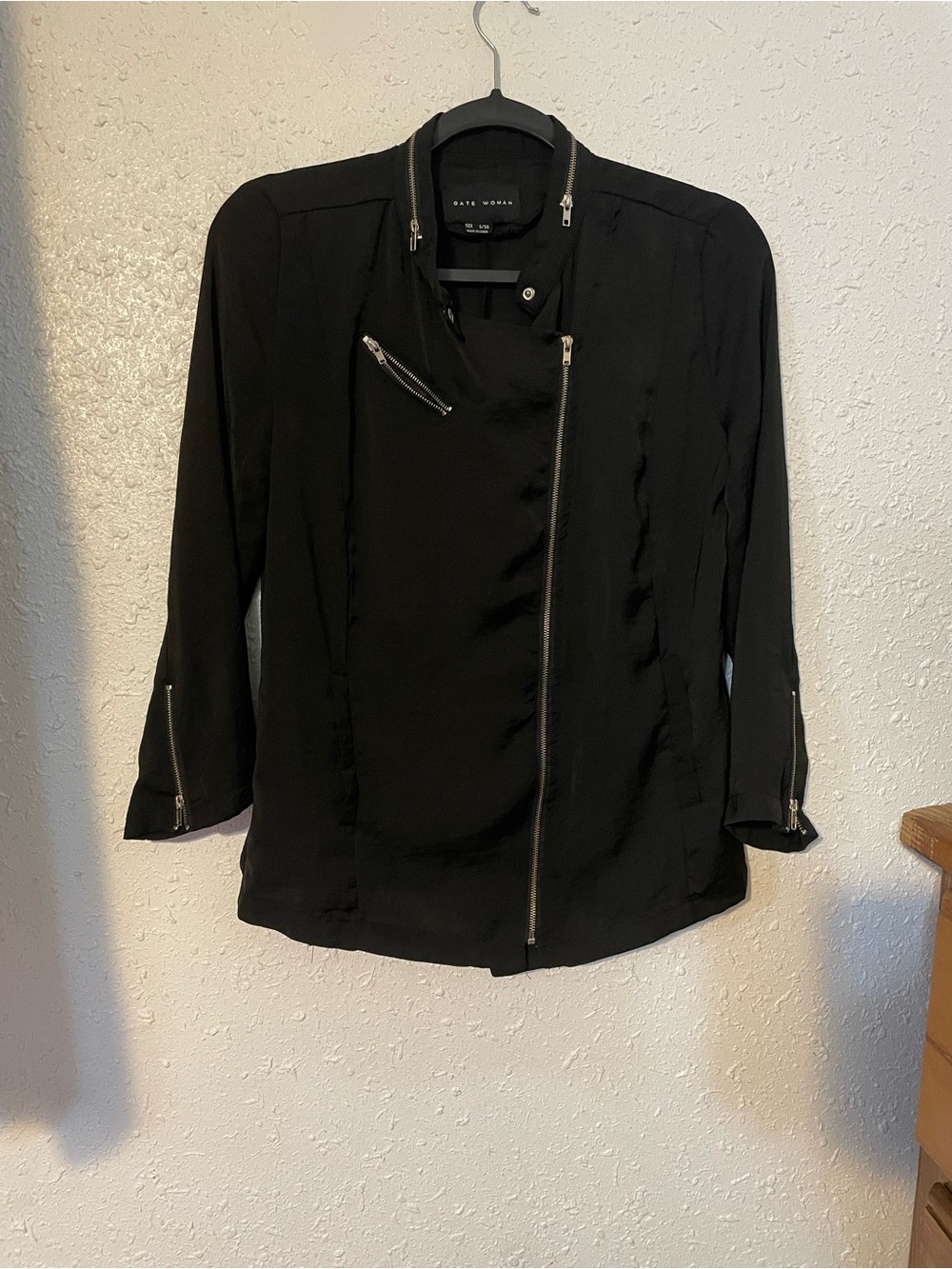 GAP Black Asymmetrical Moto-Style Jacket